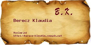 Berecz Klaudia névjegykártya
